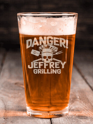 Danger Grilling : Pint Glasses - Engraved