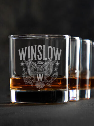 Eagle Monogram : Rocks Glasses - Engraved