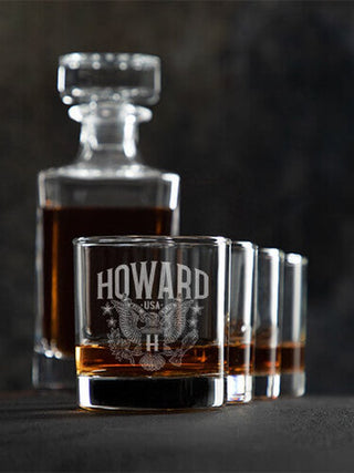 Eagle Monogram : Decanter Rocks Glass Gift Sets - Engraved