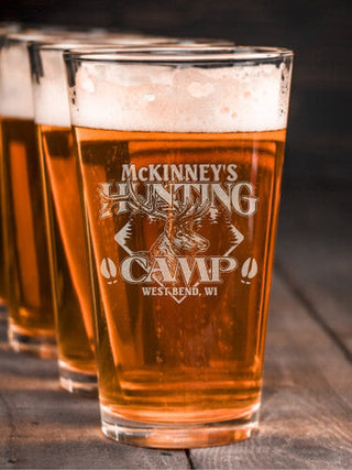 Elk Hunting Camp : Pint Glasses - Engraved