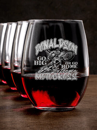 Extreme Motocross : Stemless Wine Glasses - Engraved