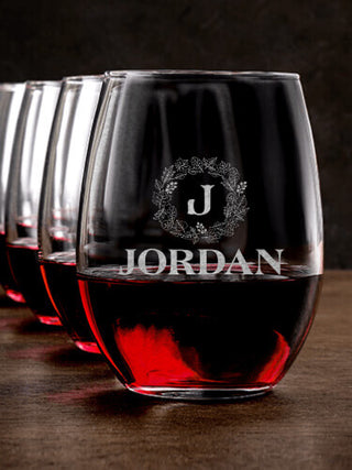 Fall Monogram : Stemless Wine Glasses - Engraved