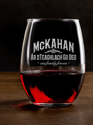 Family Forever : Stemless Wine Glasses - Engraved
