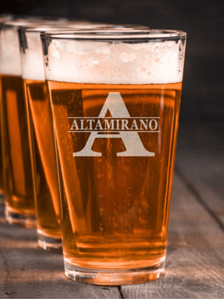 Family Monogram : Pint Glasses - Engraved