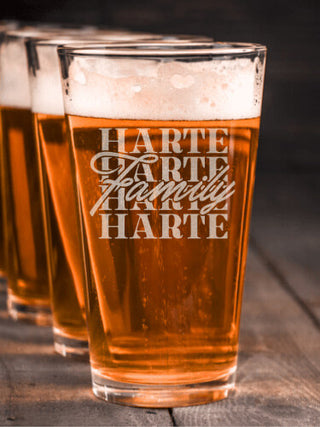 Family Repeat : Pint Glasses - Engraved