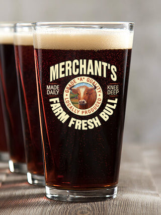 Farm Fresh Bull : Pint Glasses - Color Printed