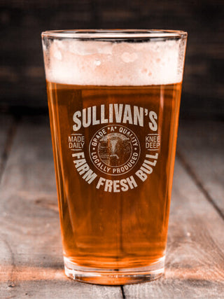 Farm Fresh Bull : Pint Glasses - Engraved