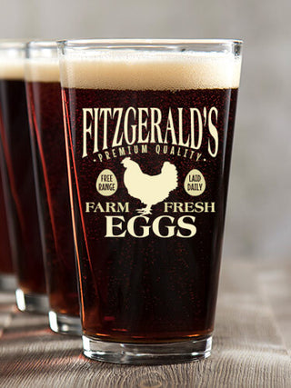 Farm Fresh Eggs : Pint Glasses - Color Printed