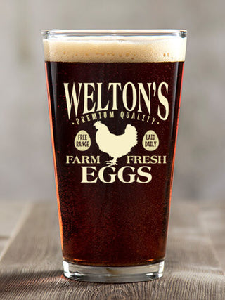Farm Fresh Eggs : Pint Glasses - Color Printed