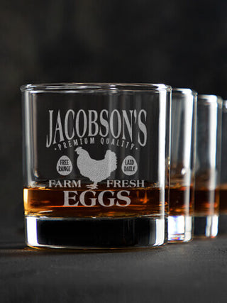 Farm Fresh Eggs : Rocks Glasses - Engraved