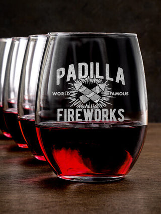 Fireworks : Stemless Wine Glasses - Engraved