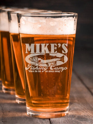 Fishing Camp : Pint Glasses - Engraved
