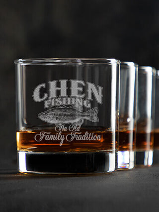 Fishing Family Tradition : Rocks Glasses - Engraved