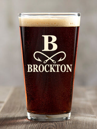 Fishing Monogram : Pint Glasses - Color Printed