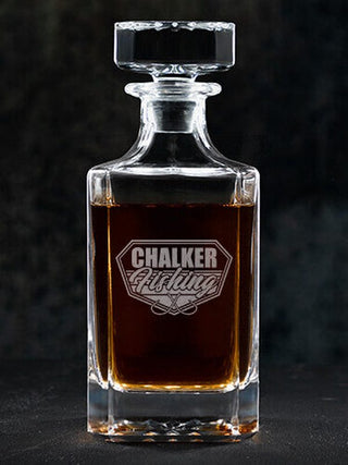 Fishing : Whiskey Decanter - Engraved