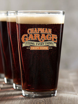 Fixing Everything Garage : Pint Glasses - Color Printed