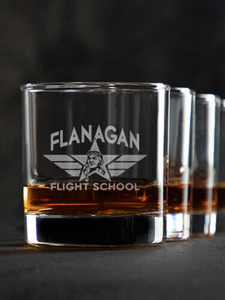 Flight School : Rocks Glasses - Engraved