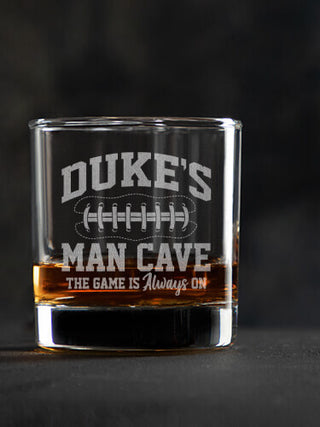 Football Man Cave : Rocks Glasses - Engraved