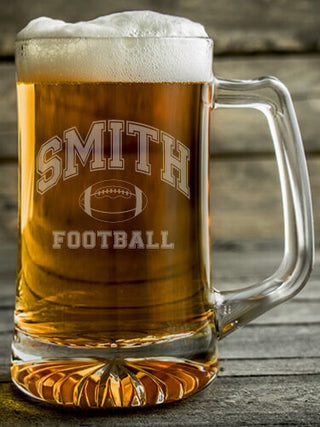 Football : Beer Mugs - Engraved