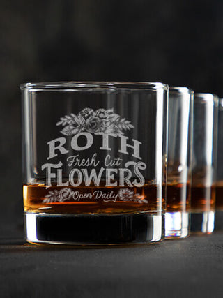 Fresh Cut Flowers : Rocks Glasses - Engraved
