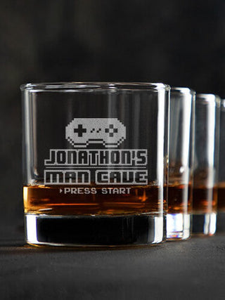 Gamer Man Cave : Rocks Glasses - Engraved