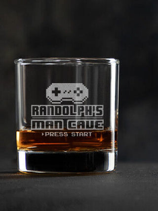 Gamer Man Cave : Rocks Glasses - Engraved