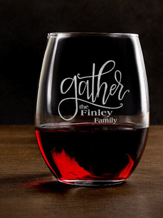 Gather : Stemless Wine Glasses - Engraved