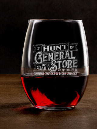 General Store : Stemless Wine Glasses - Engraved