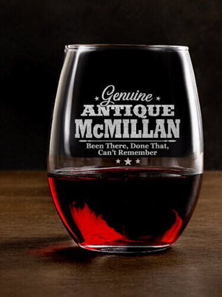 Genuine Antique : Stemless Wine Glasses - Engraved