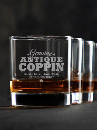 Genuine Irish Antique : Rocks Glasses - Engraved