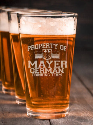 German Drinking Team : Pint Glasses - Engraved