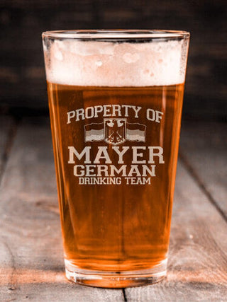 German Drinking Team : Pint Glasses - Engraved