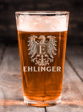 German Monogram : Pint Glasses - Engraved