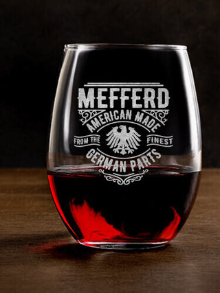 German Parts : Stemless Wine Glasses - Engraved