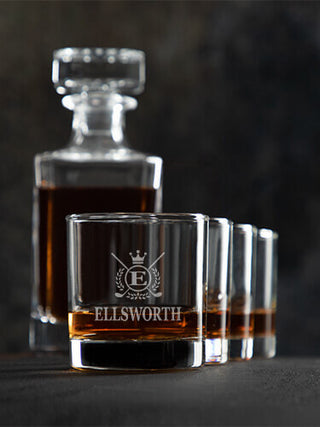 Golf Monogram : Decanter Rocks Glass Gift Sets - Engraved