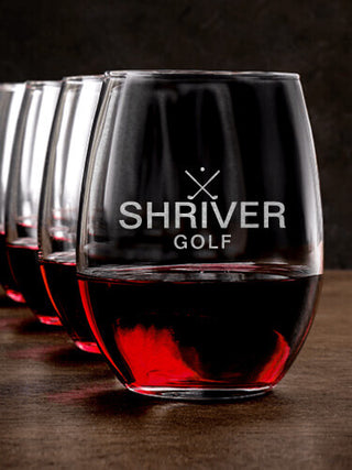 Golf : Stemless Wine Glasses - Engraved