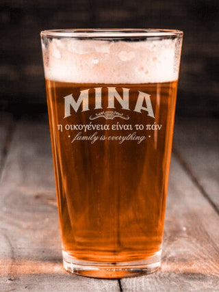 Greek Family Is Everything : Pint Glasses - Engraved