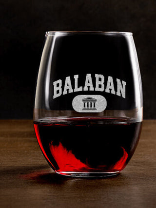 Greek Varsity : Stemless Wine Glasses - Engraved