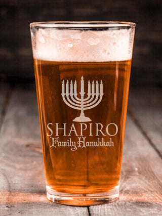 Hanukkah : Pint Glasses - Engraved