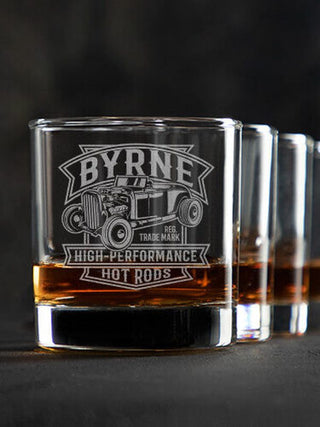 High-Performance Hot Rods : Rocks Glasses - Engraved
