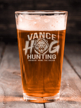Hog Hunting : Pint Glasses - Engraved