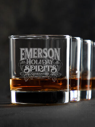 Holiday Spirits : Rocks Glasses - Engraved