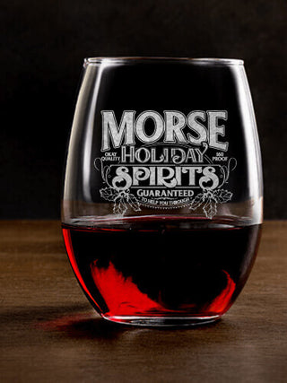 Holiday Spirits : Stemless Wine Glasses - Engraved