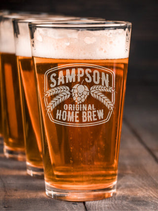 Home Brew : Pint Glasses - Engraved