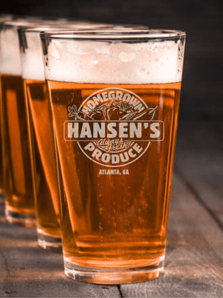 Homegrown Produce : Pint Glasses - Engraved