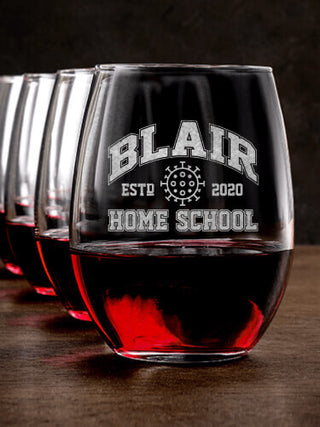 Homeschool 2020 : Stemless Wine Glasses - Engraved