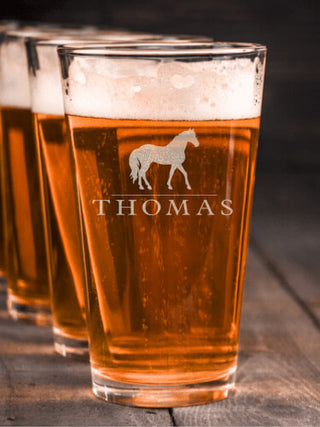 Horse : Pint Glasses - Engraved