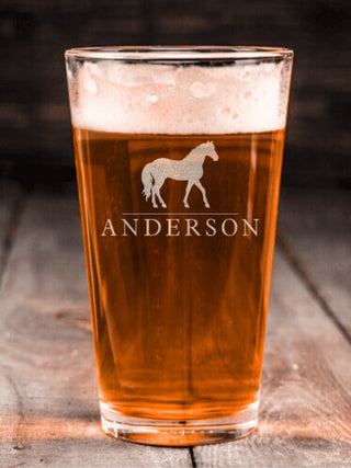 Horse : Pint Glasses - Engraved