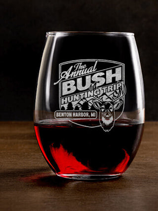 Hunting Trip : Stemless Wine Glasses - Engraved