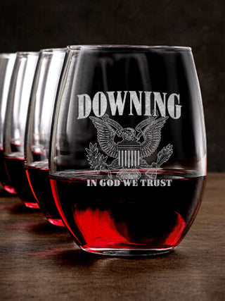 In God We Trust : Stemless Wine Glasses - Engraved